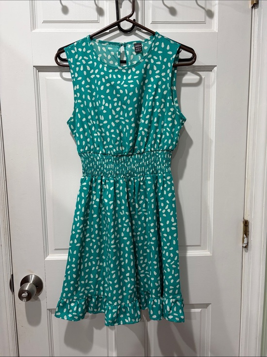 SHEIN Dresses & Skirts - SHEIN Teal and White Sleeveless Printed Dress